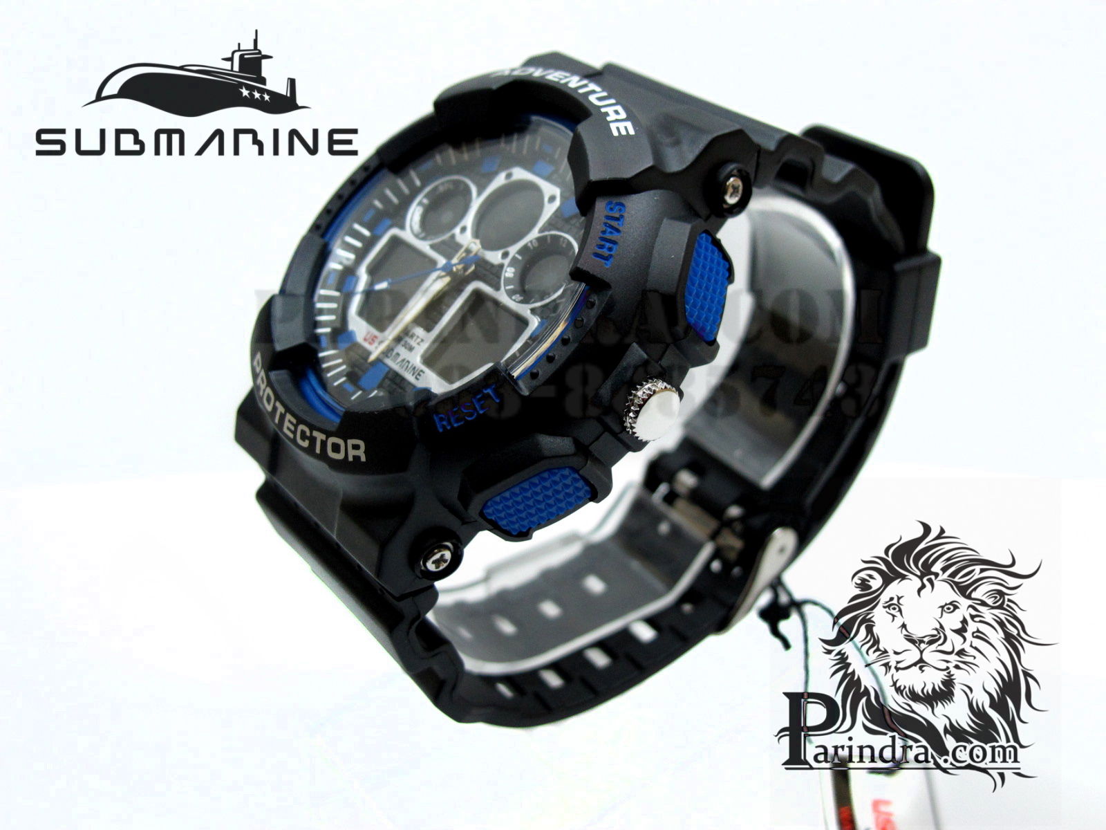 นาฬิกา US submarine Adventure Protector รุ่น TP3129M สีดำตัดน้ำเงินเข้ม พื้นหลังดำ
