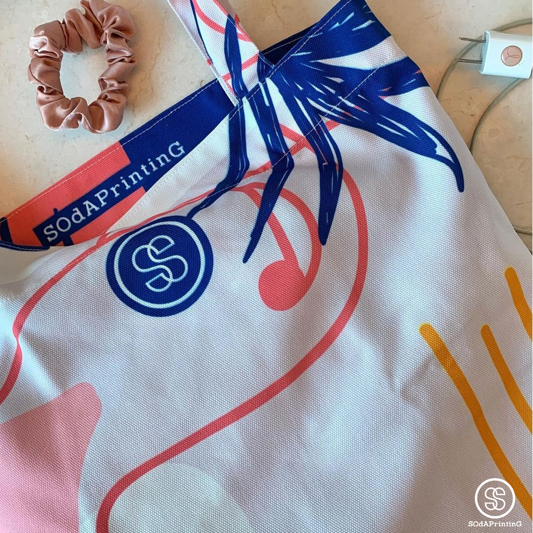 กระเป๋าผ้าแคนวาส พิมพ์ลาย Beach Summer TBA0014 #SOdABag #SOdAPrintinG #กระเป๋า #กระเป๋าผ้า