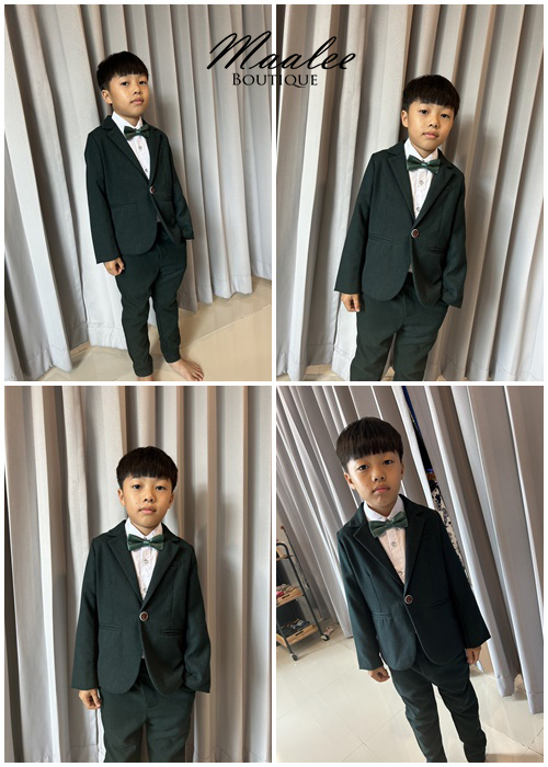 พร้อมเช่า ชุดสูทเด็กชาย สีเขียว เท่ๆแบบสากล **พร้อมเช่าไซส์ 120 ,130 , 140 , 160 **