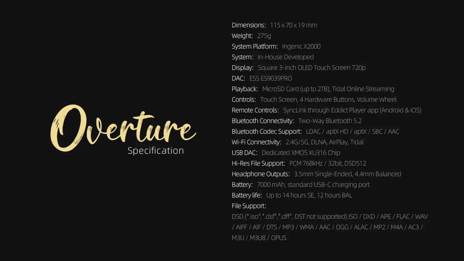ONIX Overture XM5 DAP พกพาตัวแรกจากทาง ONIX ชิปเรือธง ESS ES9039PRO, TPA6120A2 x2 ประกันศูนย์ไทย