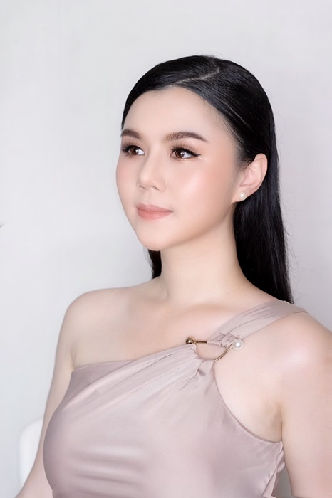 พร้อมเช่า ชุดราตรียาว ชุดเดรส ไหล่เฉียง จับเดรปหน้า สีส้มอิฐ สีน้ำตาล สีเบจ