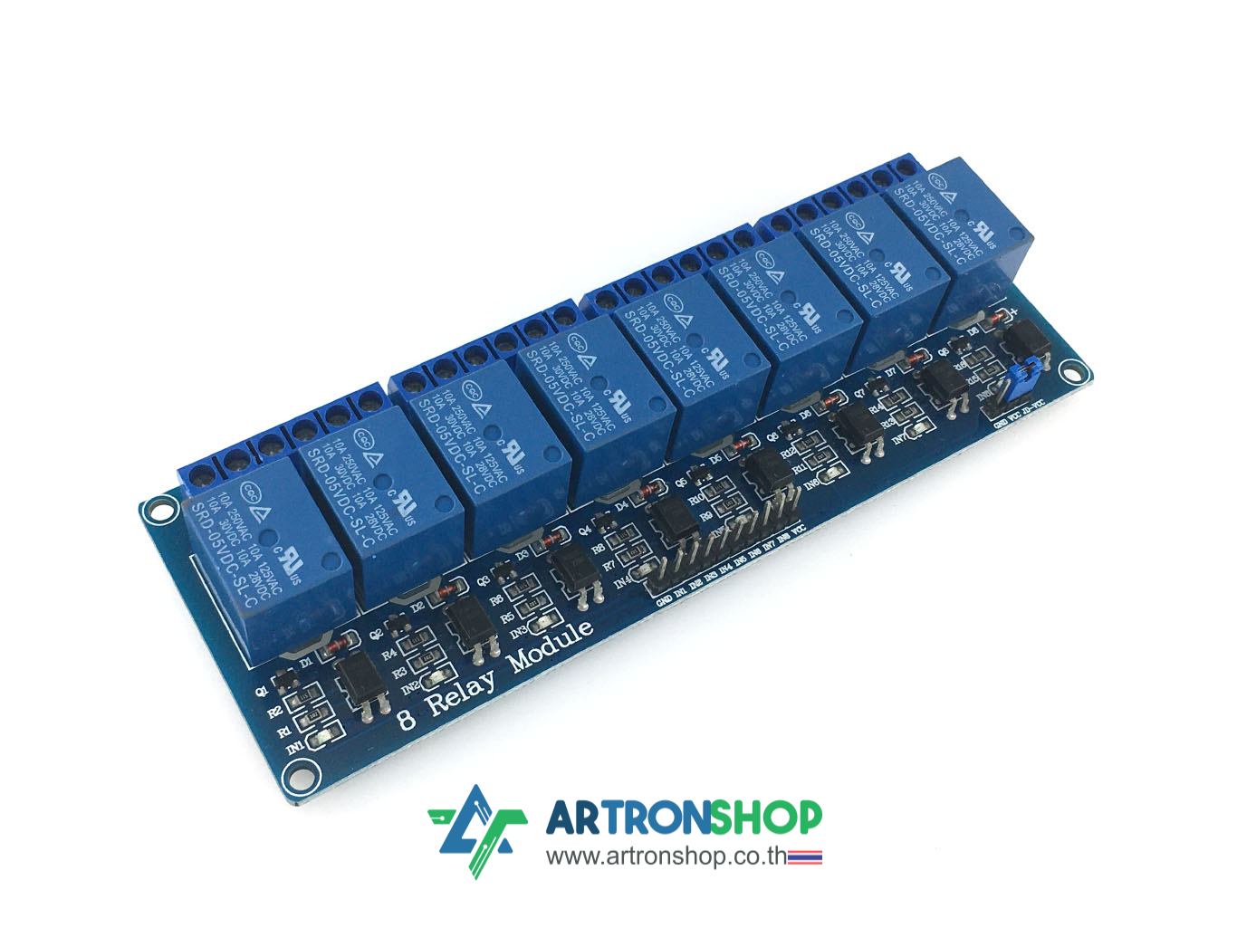 บอร์ดรีเลย์ 5V 8 ช่อง มีรูยึดน๊อต