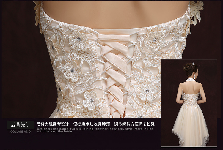 พร้อมเช่า ชุดราตรีสั้น เกาะอก ลูกไม้ หน้าสั้นหลังยาว สีเทา พร้อมสร้อยคอลูกไม้ ถอดแยกได้