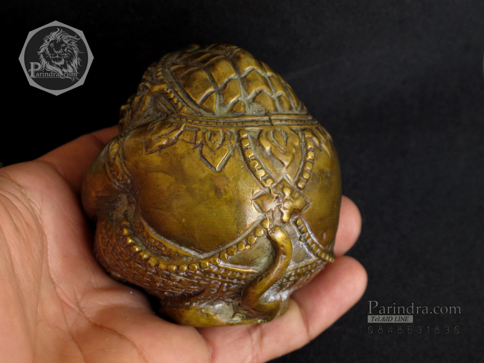 รูปหล่อทองเหลือง หนุมานอมจันทร์ งานฝีมือเก่า