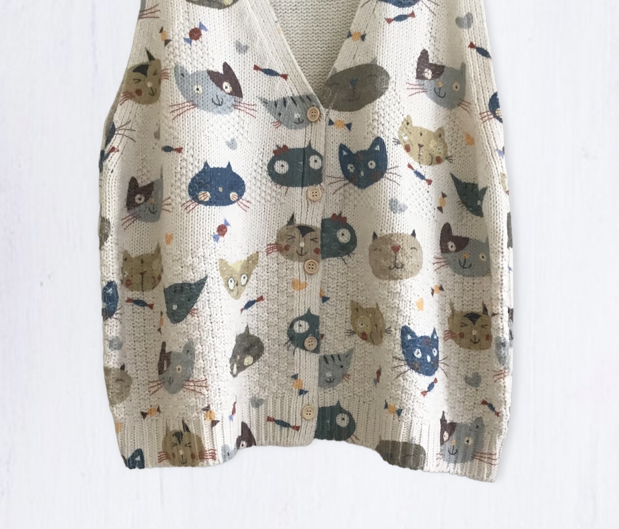 เสื้อกั๊กไหมพรมลายแมว