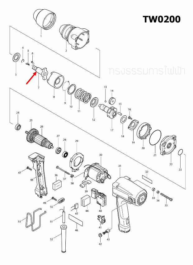 ANVIL บล็อคไฟฟ้า Makita มากีต้า TW0200 [#7] Pn.324344-7 (แท้) ##