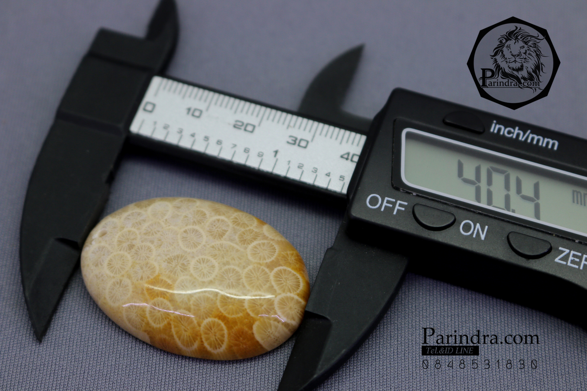 ฟอสซิลหินปะการังขัด Fossil Coral ใหญ่และหนา สำหรับห้อยคอ หรือ พวงกุญแจ คัดสวยพิเศษ #CRF013