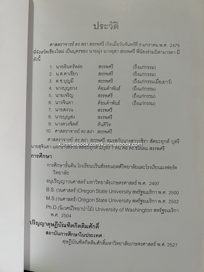 อนุสรณ์ในงานพระราชทานเพลิงศพ ศาสตราจารย์ ดร.สง่า สรรพศรี ม.ป.ช., ม.ว.ม., ท.จ.ว.
