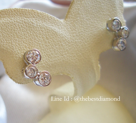 BE030RD ต่างหูน่ารักๆๆ ดีไซน์วงกลม 3 วง ไล่ลงมา สวย เรียบ หรู ดูดี เพชรCZ ฝังหุ้ม