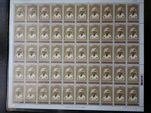 แสตมป์ชุดฉลองวันพระราชสมภพครบ 7 รอบ สมเด็จพระบรมราชชนนี สมเด็จย่า ปี 2527 (ยังไม่ใช้)