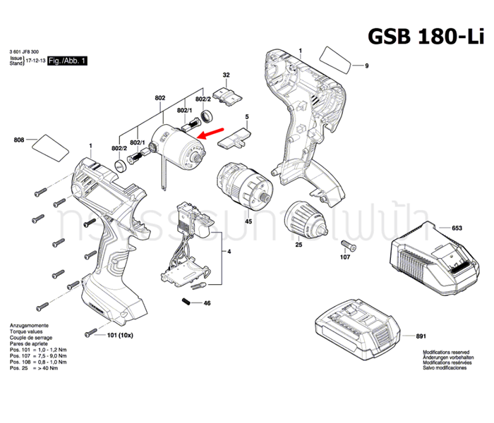 มอเตอร์ สว่านไขควงกระเเทกไร้สาย Bosch บอช GSB 180-LI, GSR 180-LI Pn.160702266N (แท้)##(**)