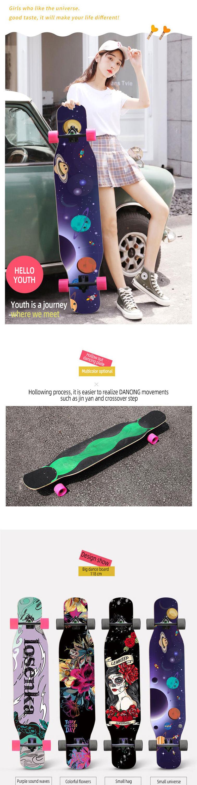 ARDEA AR957 Longboard ลองบอร์ด วัสดุไม้ Maple 8 ชั้น (Truck สีดำ)