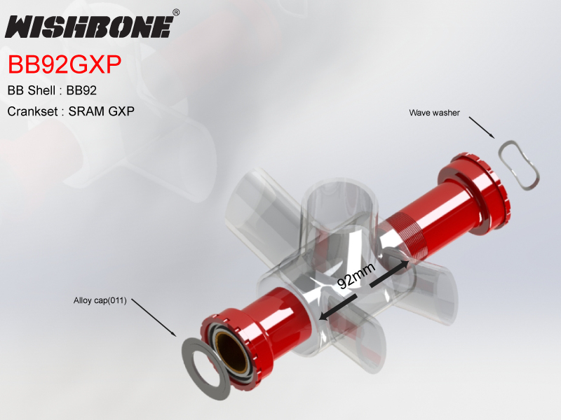 WISHBONE BOTTOM BRACKET, BB92-GXP SRAM GXP