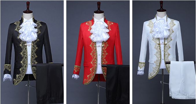 Pre-order ชุดสูทชาย สไตล์ยุโรป ปักงานละเอียด สีแดง