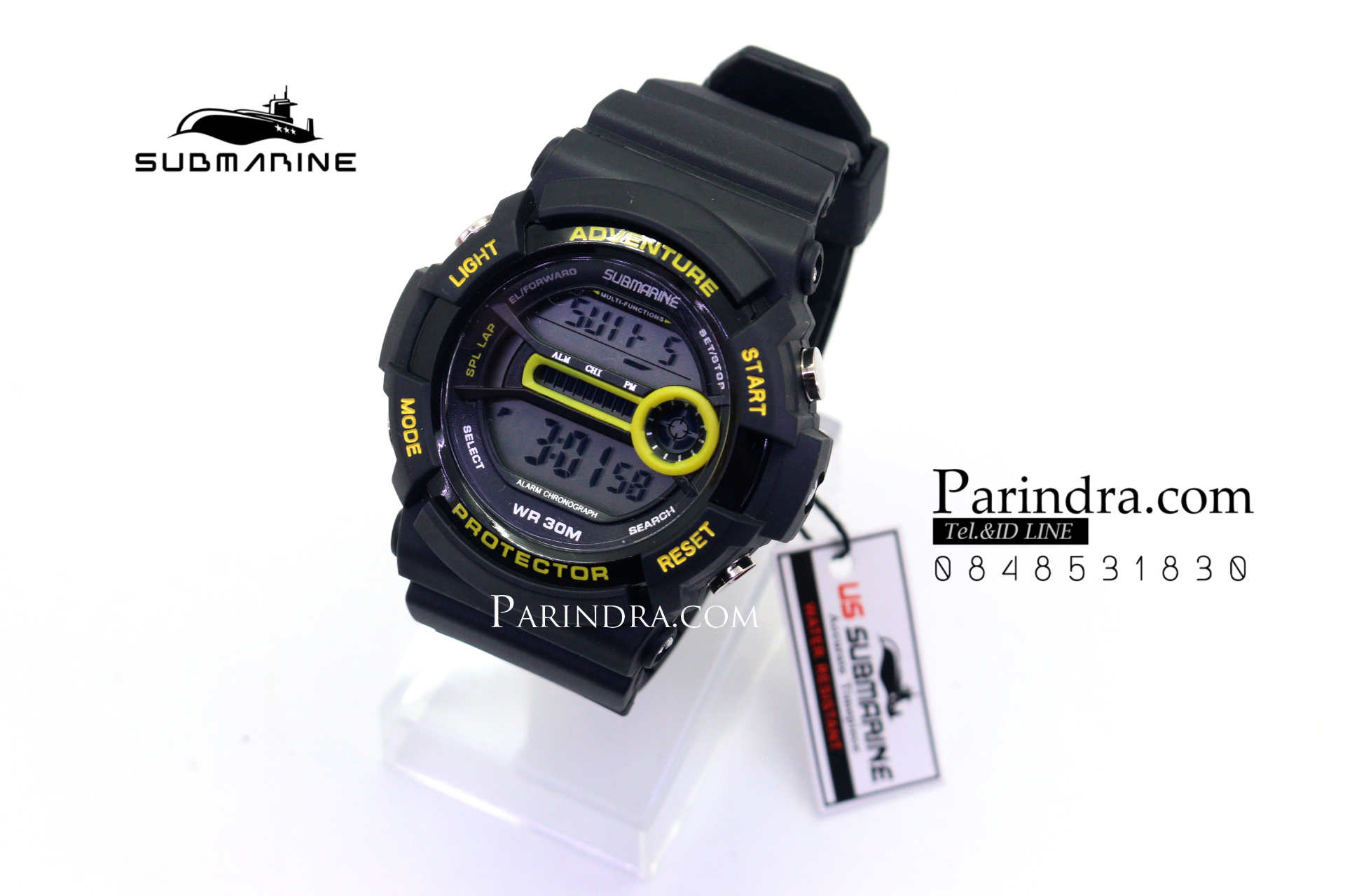 นาฬิกา US submarine TP1301M สีดำเหลือง พื้นหลังเทา
