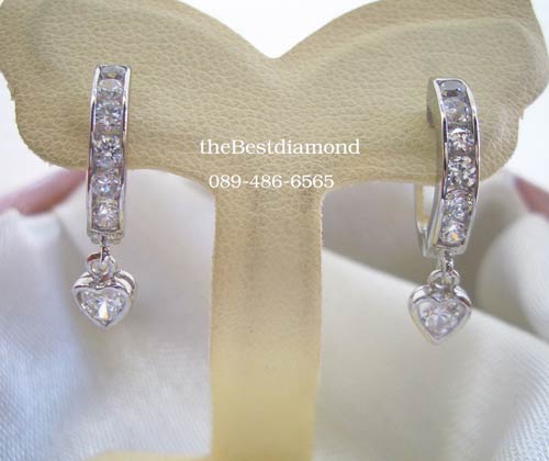 BE612RD+++ต่างหูห่วงเพชร ตุ้งติ้ง หัวใจ+++รูปแบบดูดี ไฮโซ แบบยอดนิยมไม่ล้าสมัย ใส่ทำงาน ใส่ออกงานได้สบาย งานสวย เหมือนออกจากร้านจิว เลยค่ะ