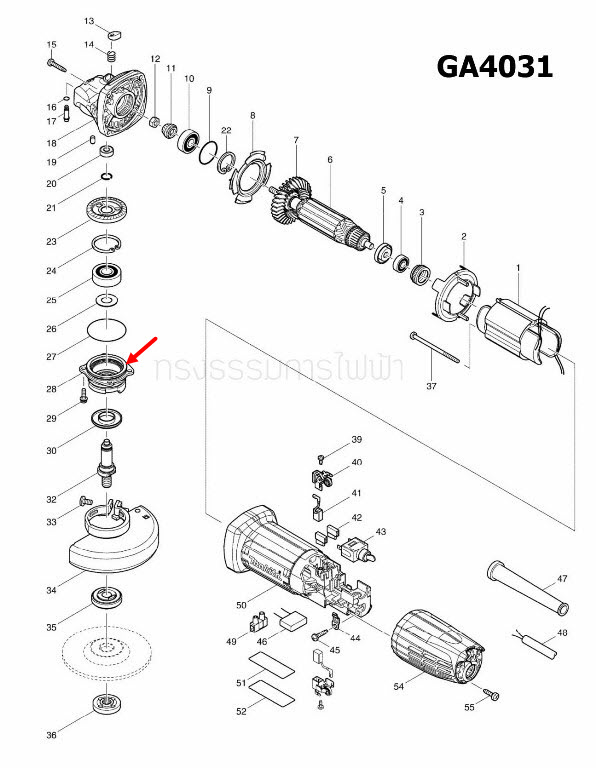 ฝาปิดลูกปืน หินเจียร Makita-มากีต้า GA4030, GA4031 [#28] Pn.318336-6 (แท้) ##