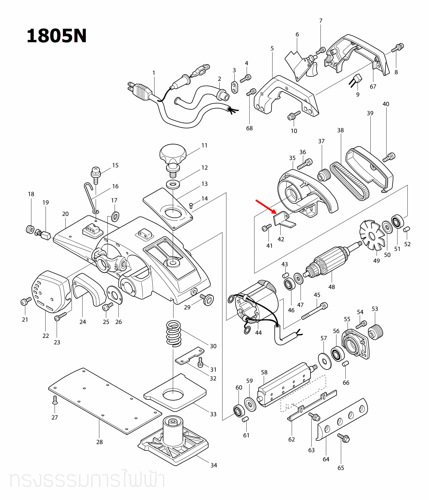 BAFFLE PLATE กบไสไม้ไฟฟ้า Makita มากีต้า 1804N [#50], 1805N [#42] Pn.342489-9 (แท้) ##