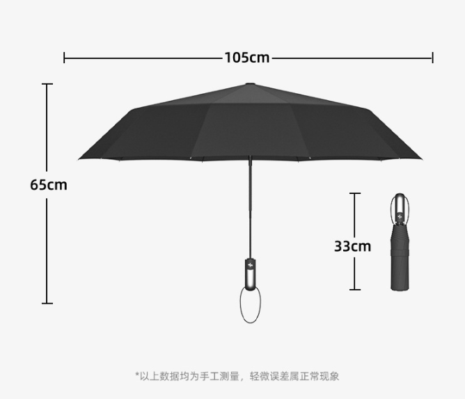 ร่มพับ 3 ตอน 23 นิ้ว 10 ก้าน เปิด-ปิด อัตโนมัติพร้อมสายคล้องมือ รุ่น NQ-66