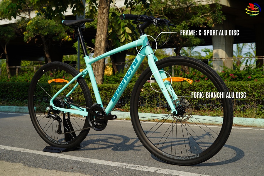 Bianchi C-Sport 2 Acera Mens Hybrid Bike - Celeste, black, 2021-2022