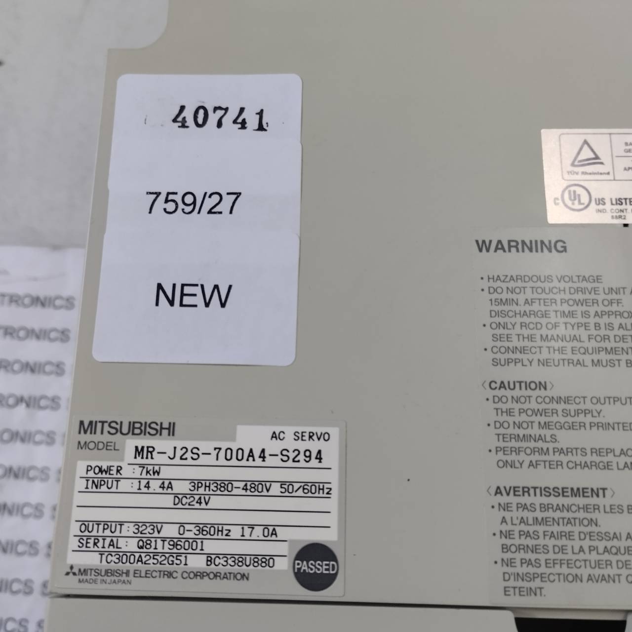 MR-J2S-700A4-S294 SERVO DRIVE " MITSUBISHI "