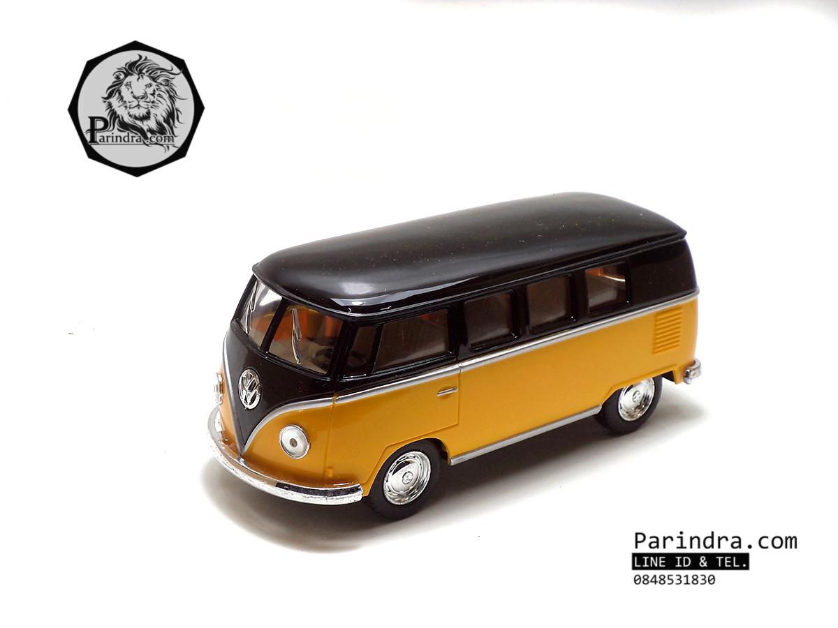 โมเดลรถเหล็ก รถตู้โฟล์ค รถเต่า Volksawagen Classical bus 1962 สีเหลือง