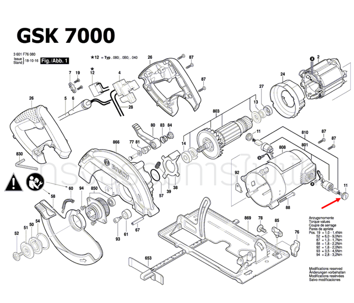 ฝาปิดซองถ่าน เลื่อยวงเดือน Bosch บอช GKS 7000 [#11], GDM13-34 Pn.1619P06286 (แท้-สั่ง)