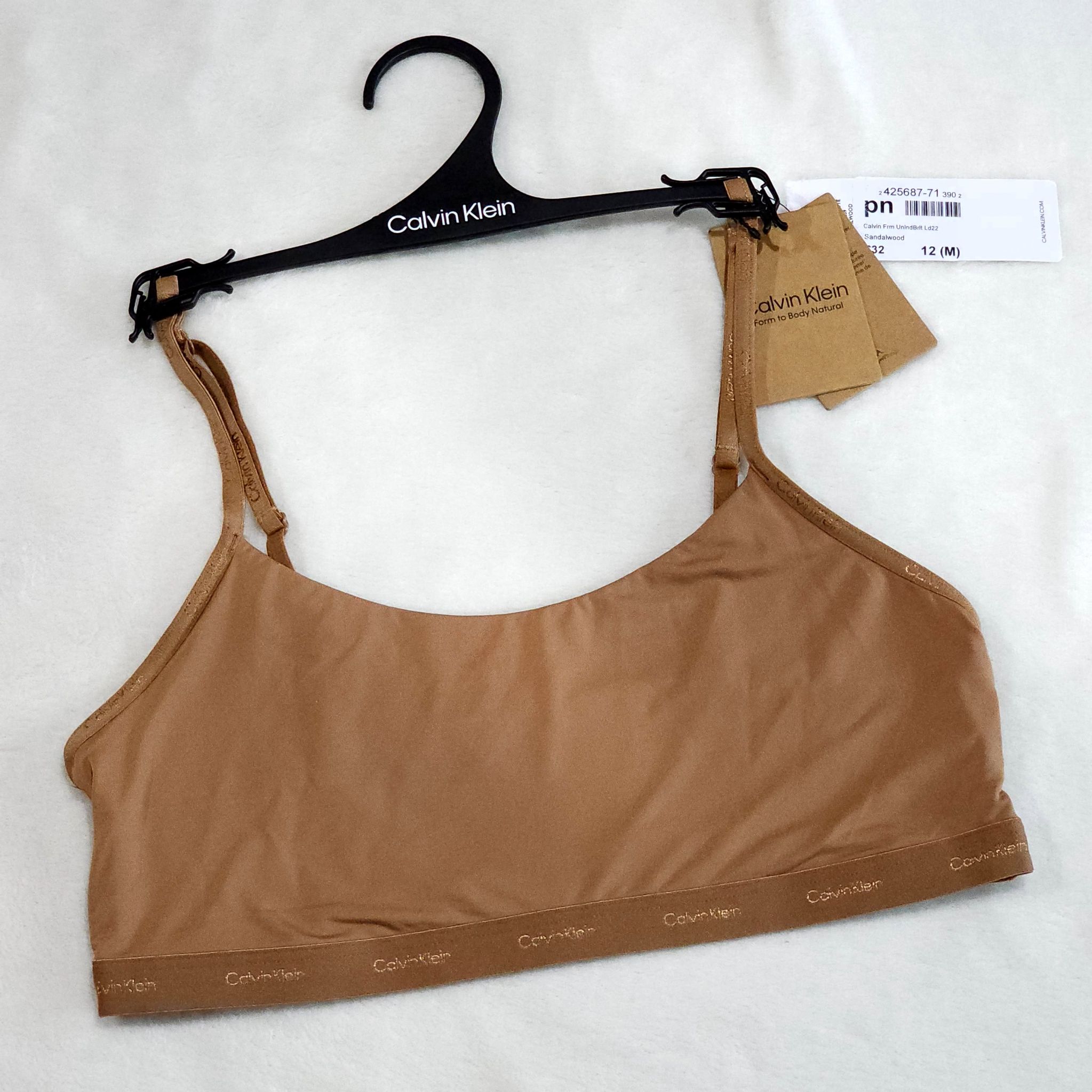 ชุดชั้นใน Calvin Klein Underwear UNLINED BRALETTE สี Sandalwood/brown ป้ายห้อยอังกฤษ ของแท้ 100％