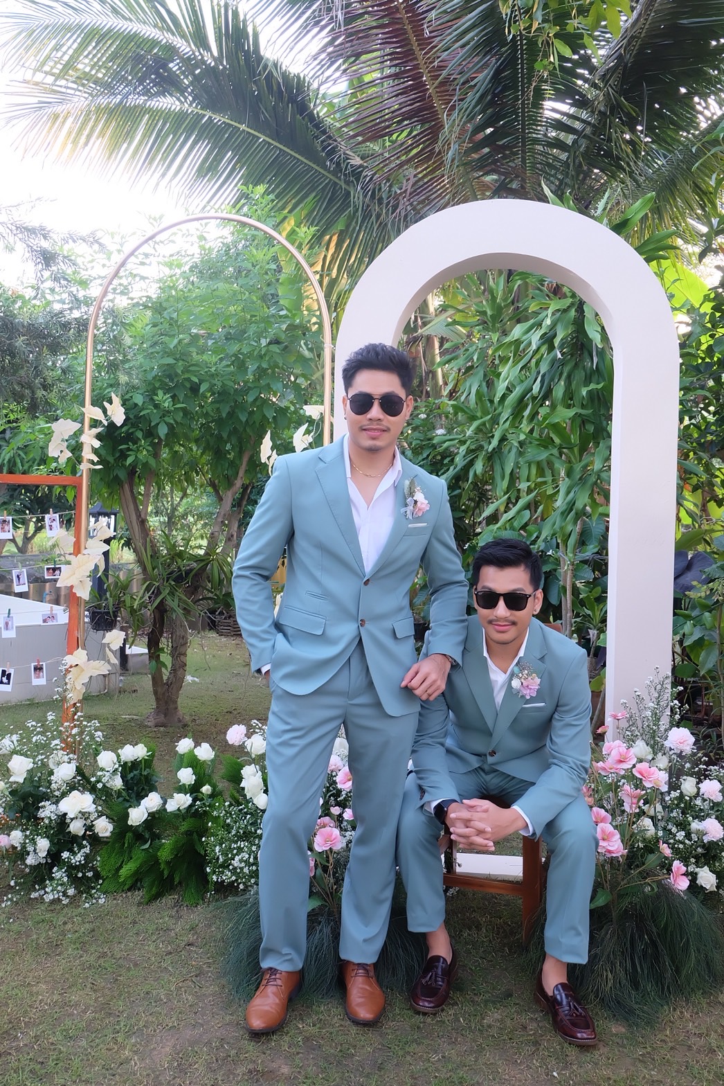 พร้อมเช่า เสื้อสูทชาย สีเขียวมิ้นต์เข้ม สีเขียวพาสเทล Dark Pastel Mint Green (พร้อมเสื้อกั๊ก)