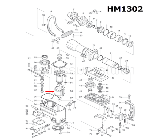 ฟิลคอยล์ สกัดไฟฟ้า Makita มากีต้า HM1302 Pn.636103-0 (แท้) ##