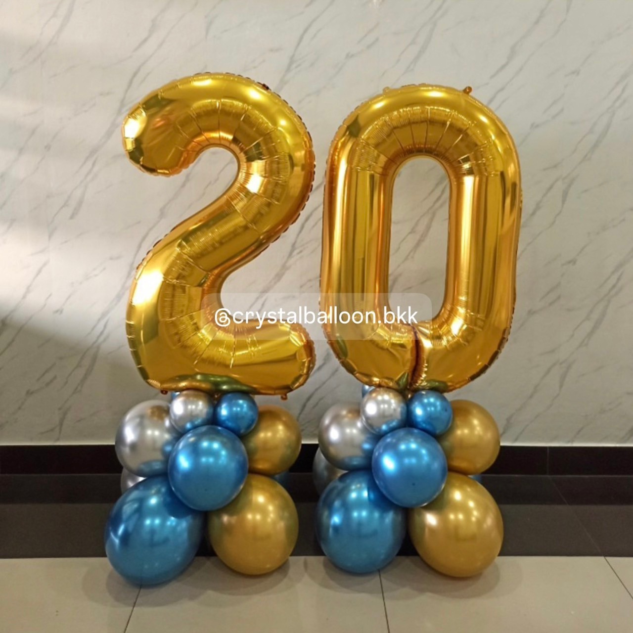 ลูกโป่ง ตกแต่ง ฟอยล์ตัวเลขตั้งฐาน 40" 2 ชิ้น ,สีทอง พร้อมตกแต่ง สามารถเปลี่ยนสีลูกโป่ง/เปลี่ยนข้อความได้