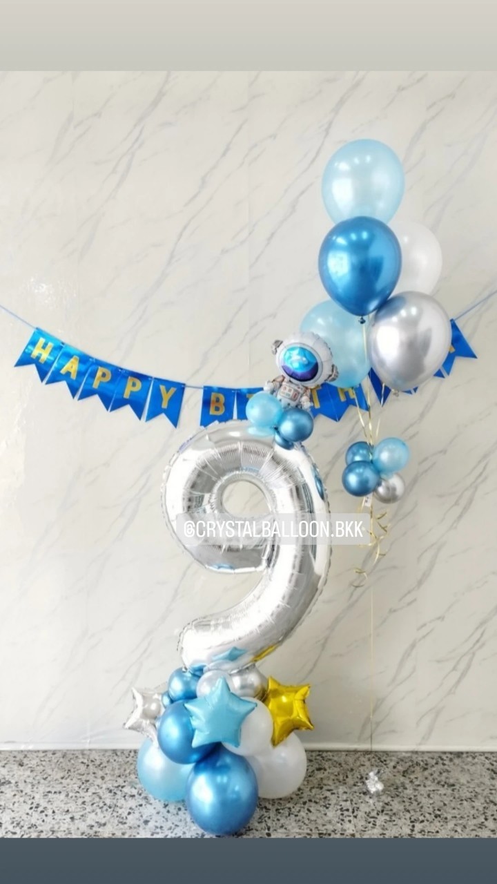 ลูกโป่ง วันเกิดเด็ก ฟอยล์ตัวเลข ขนาด 40" ตั้งฐาน 1 ชิ้น พร้อม ป้ายธง Happy Birthday 1 ชิ้น,ช่อลูกโป่ง ช่อ 5 ลูก 1 ช่อ พร้อมตกแต่ง สามารถเปลี่ยนสีลูกโป่ง/เปลี่ยนสี-ป้ายธง/เปลี่ยนสี-ฟอยล์ตัวเลข/เปลี่ยนฟอยล์ตกแต่งได้