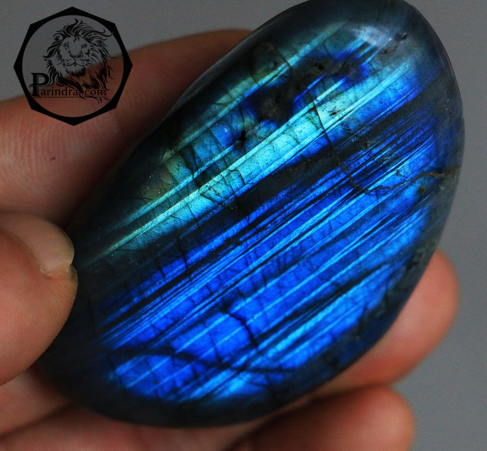 หิน ลาบราดอไลท์ (Labradorite) แบบขัด สวยคัดพิเศษ ประกายสีฟ้าน้ำทะเล #LA102