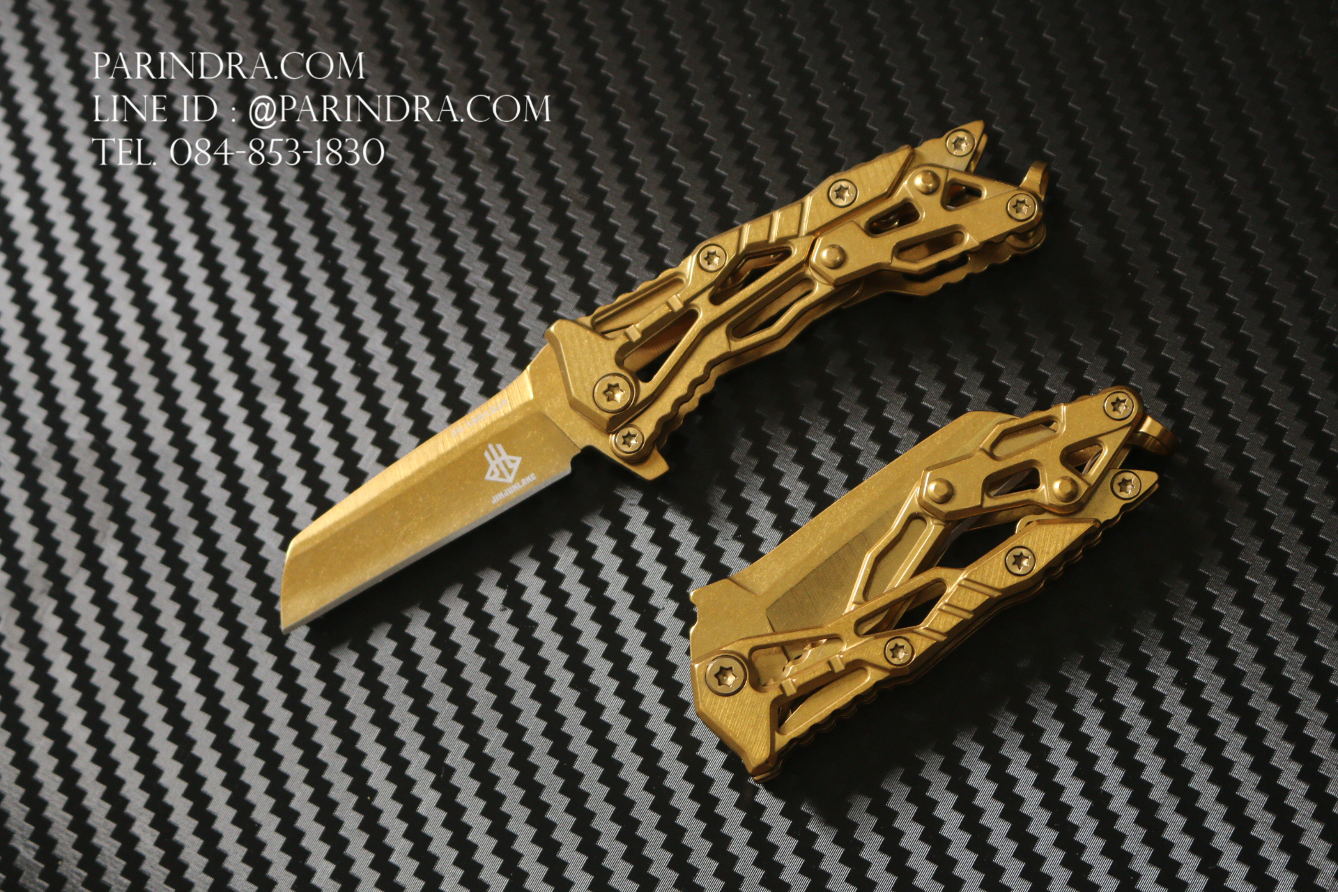 มีดพับเล็ก JINJUNLANG รุ่น JL-16012JT Transformer รูปทรงสวย โลหะทั้งตัว สีทอง