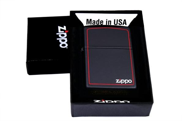 ไฟแช็ค Zippo แท้ ดำของแดง "Zippo 218ZB, Red Border, Black Matte " แท้นำเข้า 100%