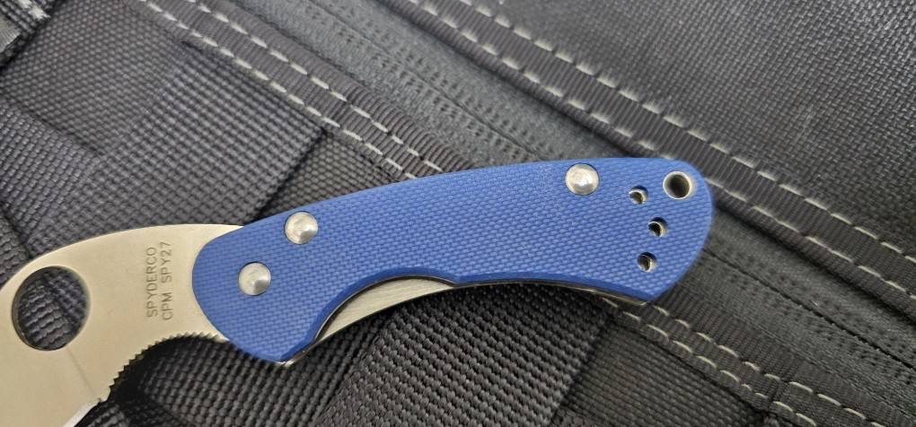Spyderco Balance R.I.L. Knife Blue Peel-Ply G-10 (2" Satin CPM SPY 27)