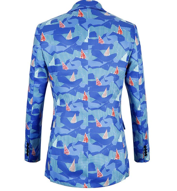 Pre-order เสื้อสูทชายแฟชั่น ลายกราฟฟิก สีสดใส ** เฉพาะเสื้อ**