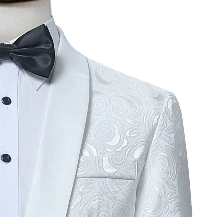 Pre-order ชุดสูทชาย พิมพ์ลายปั๊มนูน 3 มิติ สีขาว