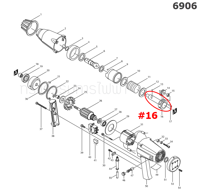 แกนลูกสูบ บล็อคไฟฟ้า Makita 6906 [#16] Pn.325322-0 (แท้) ##