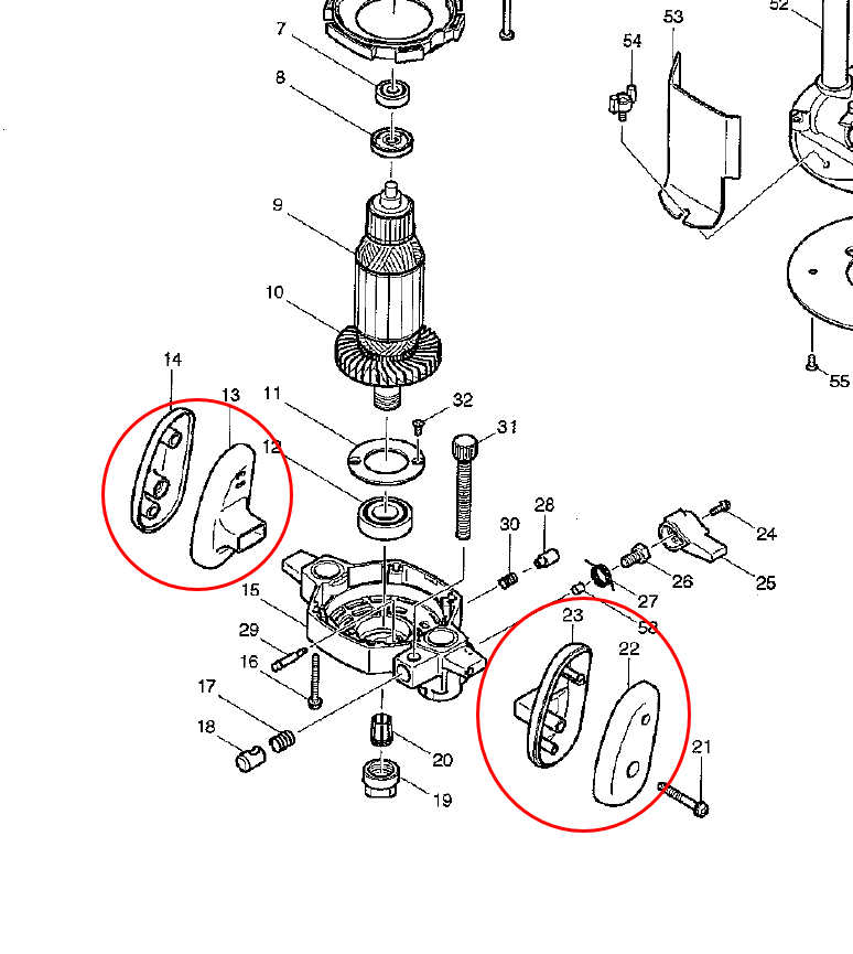 ด้ามจับ เราท์เตอร์ (Router) Maktec, Makita รุ่น MT360, 3612BR(คู่)