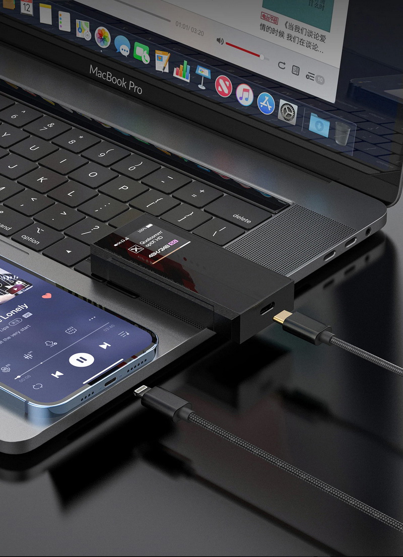 FiiO LT-LT4 อะแดปเตอร์ Type-C เป็น Lightning OTG ยาว 50 เซนติเมตร