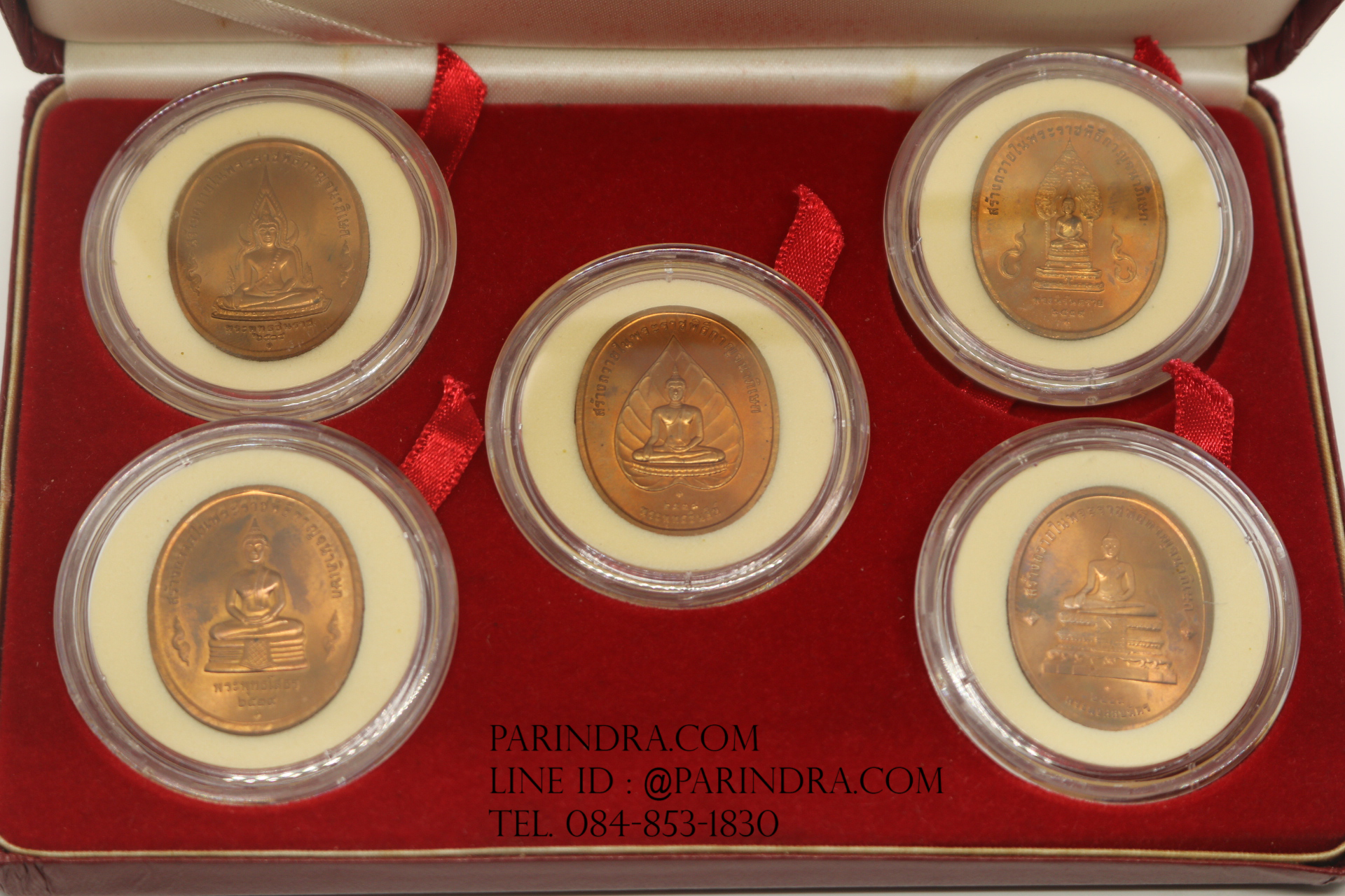 เหรียญรัชกาลที่ 9 ชุดเหรียญพระพุทธปัญจภาคี ในพระราชพิธีกาญจนาภิเษก ครบ 5 แบบ ปี 2539 เนื้อทองแดง ผิวเดิม เหรียญแท้ 100%