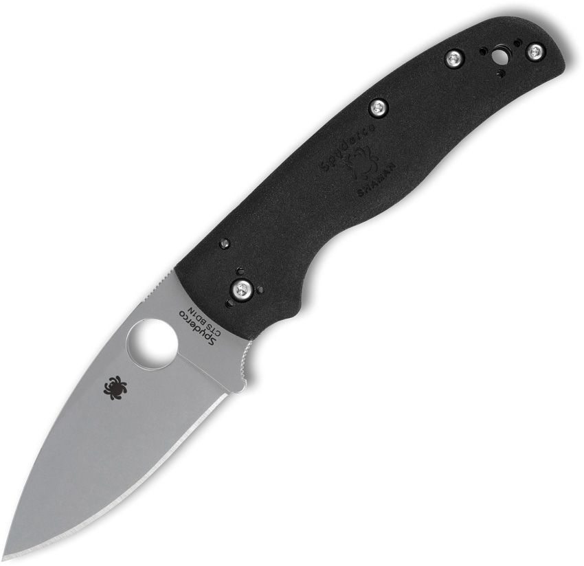 Spyderco Shaman Lightweight Compression Lock Knife Black FRN (3.6" Satin BD1N)