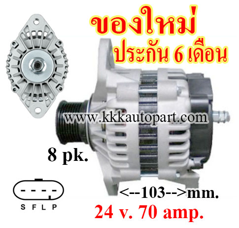 ไดชาร์จ CAT 24SI, JCB 426 , JCB 434 , JCB 436 , 24 v. 70 amp. เครื่อง 24SI , BTAA , QSB6 , 6BTAA (ของใหม่ ประกัน 6 เดือน)