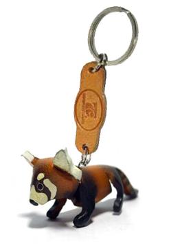 พร้อมส่ง พวงกุญแจหนังแท้ Handmade รูปเเพนด้าเเดง