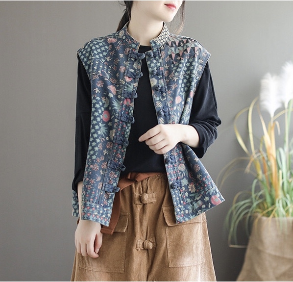 เสื้อกั๊กยีนส์คอจีน