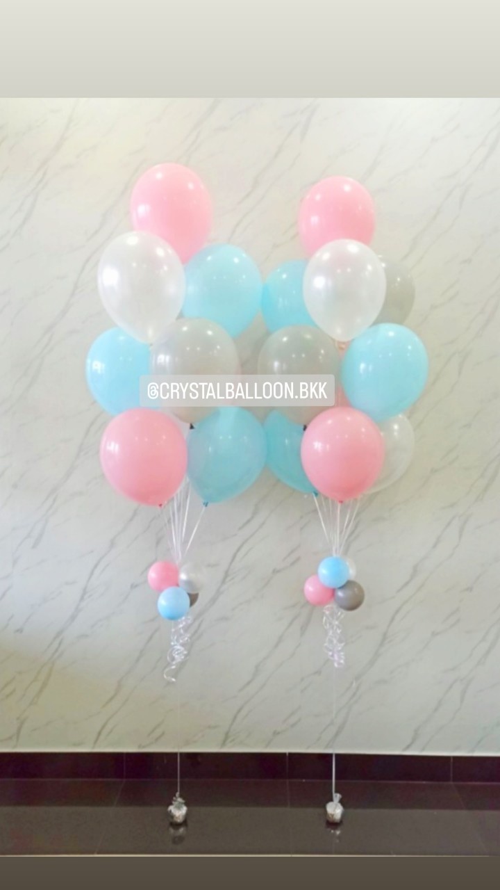 ลูกโป่ง Gender Reveal ช่อลูกโป่ง ช่อ 10 ลูก 2 ช่อ Theme สีพาสเทล พร้อมตกแต่ง สามารถเปลี่ยนสีลูกโป่งได้