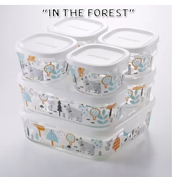 Iwaki 7 Pieces Per Set เซ็ตกล่องอาหาร ทนความร้อนได้ มี 7 อันต่อ Set