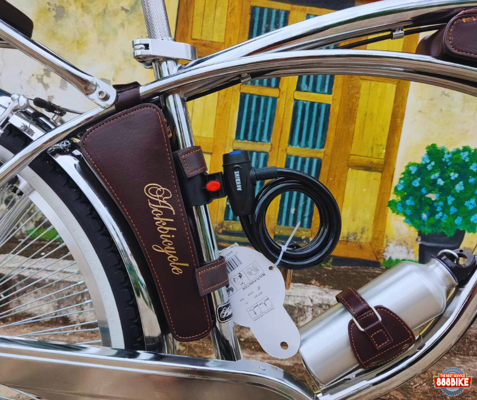 จักรยานครุยเซอร์ AOK BIKE Cruiser Beach bike เฟรมเหล็กชุบโครเมี่ยม ตะเกียบคู่ เกียร์ชิมาโน่ 7 สปีด ล้อขนาด 24 26 นิ้ว มาพร้อมกระเป๋า 3 ใบสไตล์วินเทจ