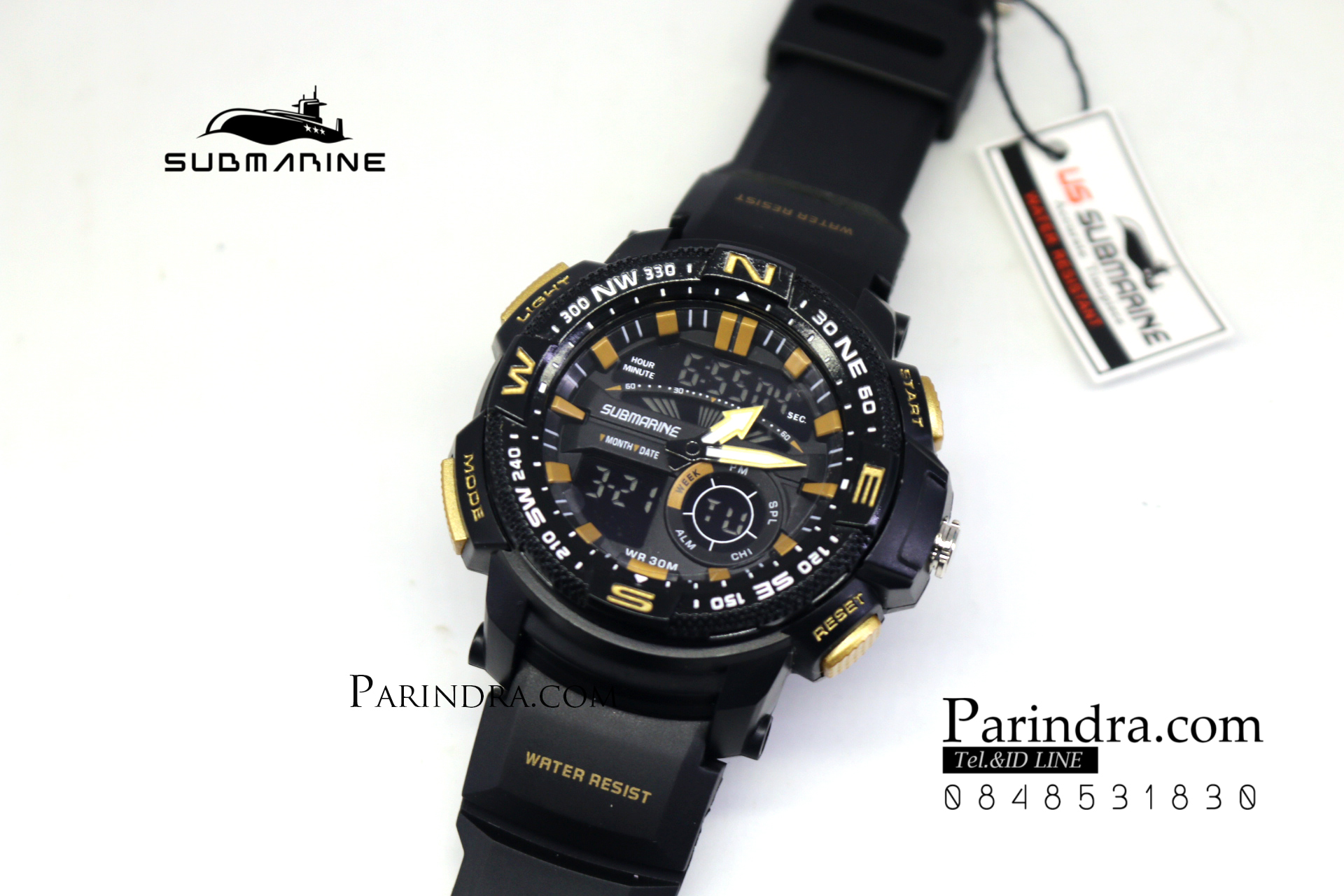 นาฬิกา US submarine Adventure Protector รุ่น TP3184M สีดำ-ทอง จอดำ